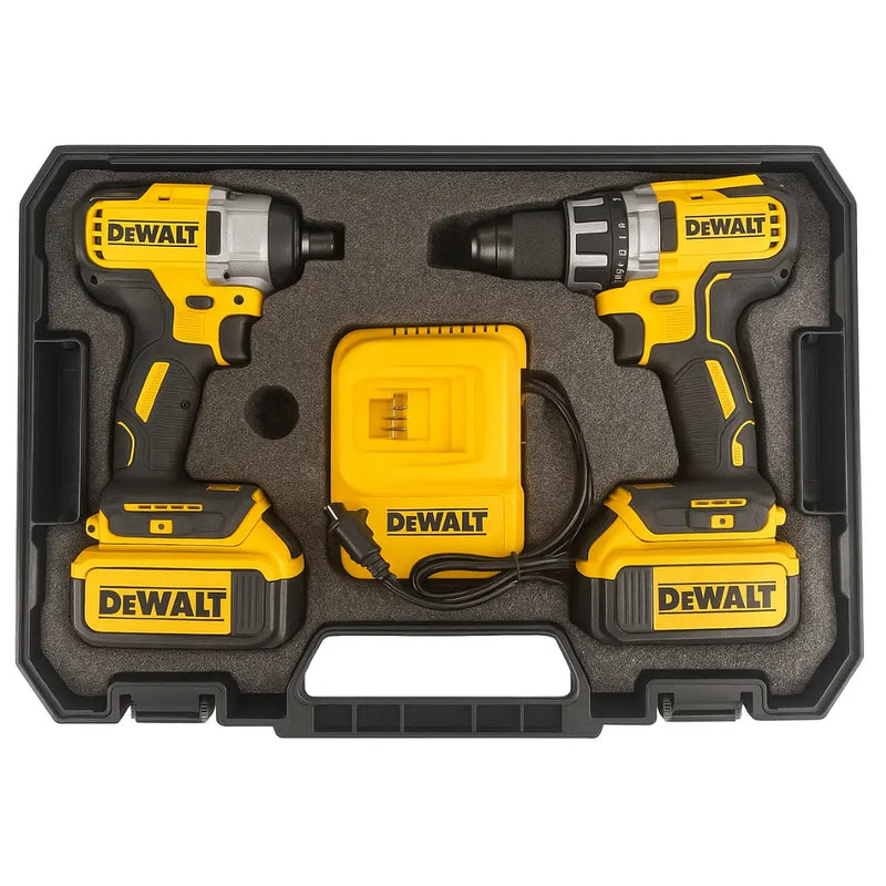 KIT ORIGINAL DEWALT: Taladro + Pistola De Impacto + 2 baterias de regallo 128V