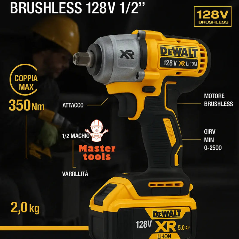 KIT ORIGINAL DEWALT: Pistola De Impacto + ACCESORIOS + 2 baterias de regallo 128V