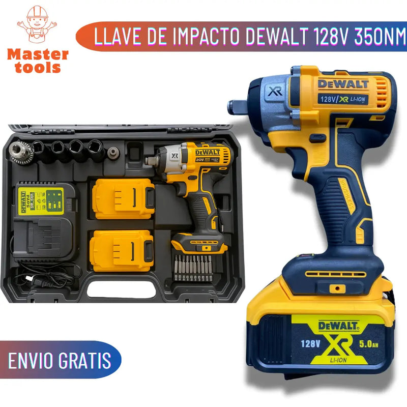 KIT ORIGINAL DEWALT: Pistola De Impacto + ACCESORIOS + 2 baterias de regallo 128V