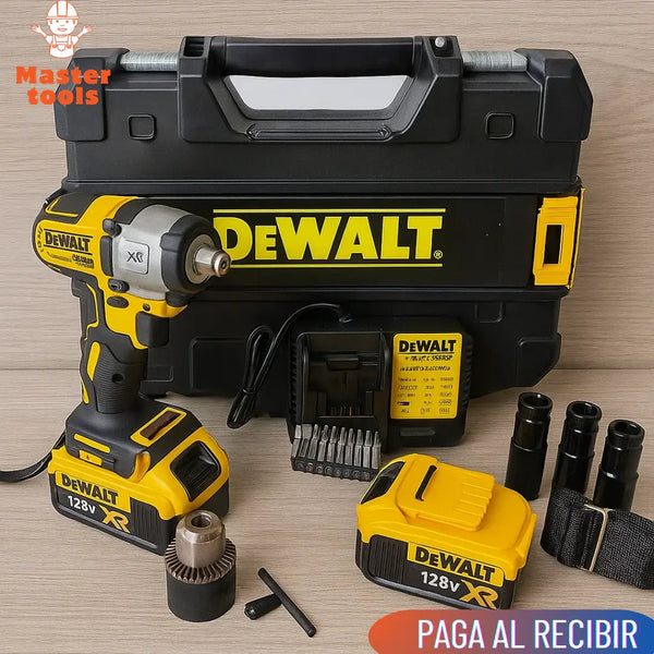 KIT ORIGINAL DEWALT: Pistola De Impacto + ACCESORIOS + 2 baterias de regallo 128V