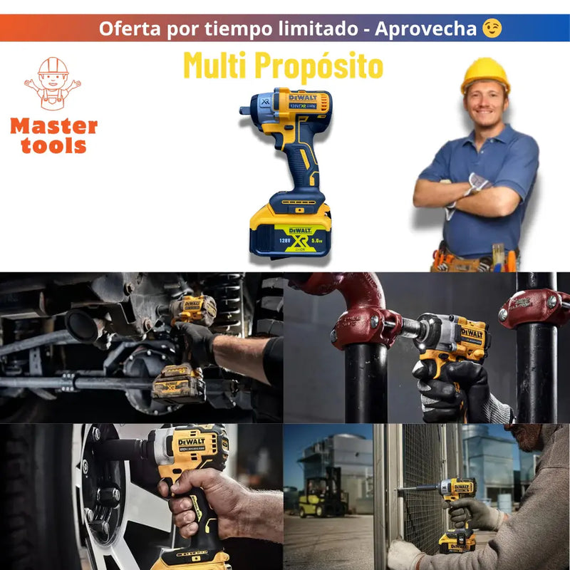 KIT ORIGINAL DEWALT: Pistola De Impacto + ACCESORIOS + 2 baterias de regallo 128V