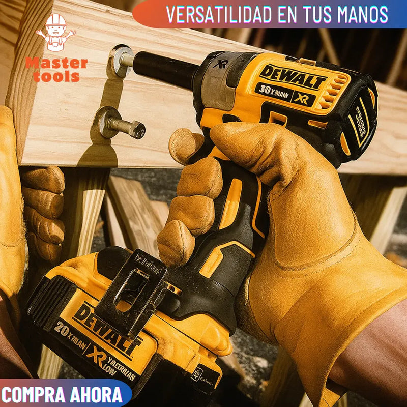 KIT ORIGINAL DEWALT: Pistola De Impacto + ACCESORIOS + 2 baterias de regallo 128V